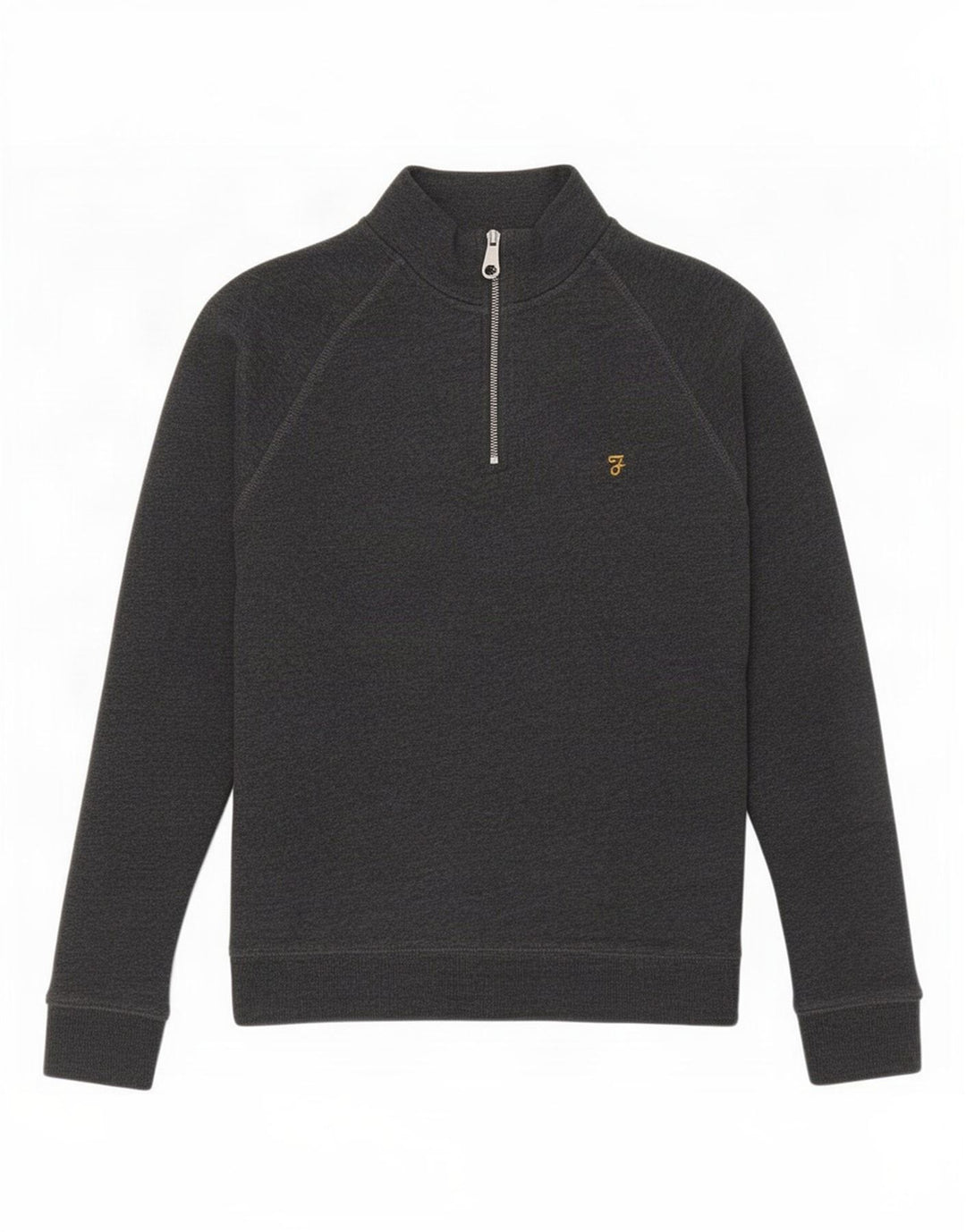 Felpa da donna con collo con zip Farah, maglione, UK 12, cotone grigio medio