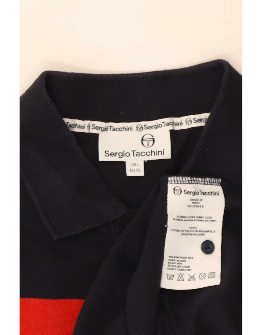 Polo da uomo Sergio Tacchini grande in cotone color block blu navy