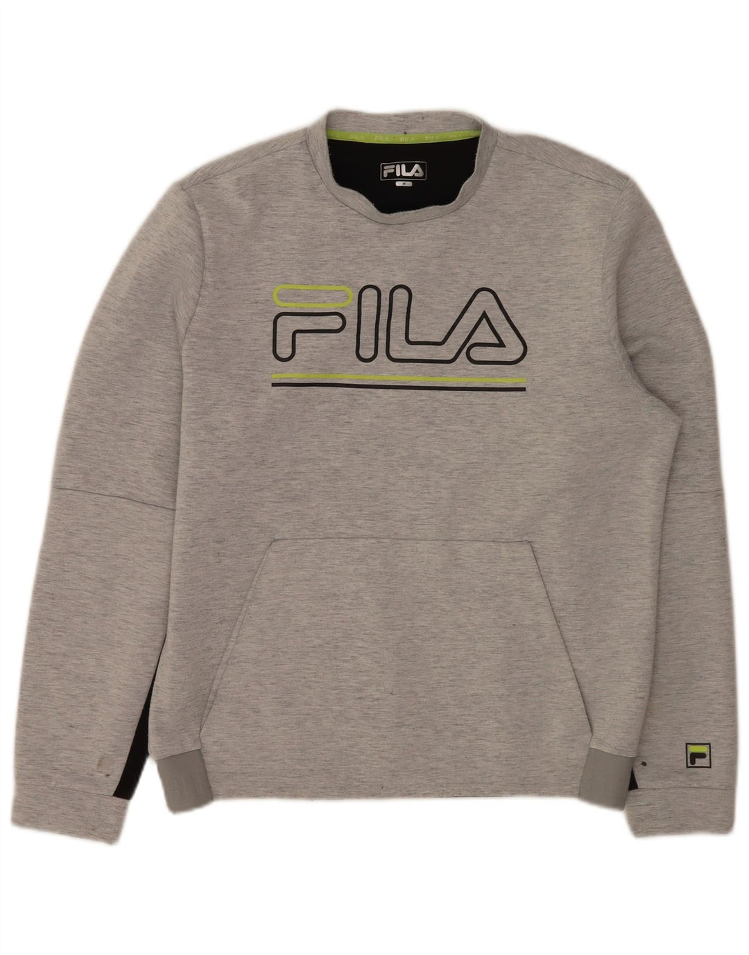 Felpa grafica da uomo Fila Maglione in poliestere color block grigio medio