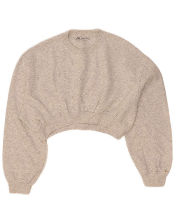 Felpa corta oversize da donna Zara UK 10 piccola grigia screziata