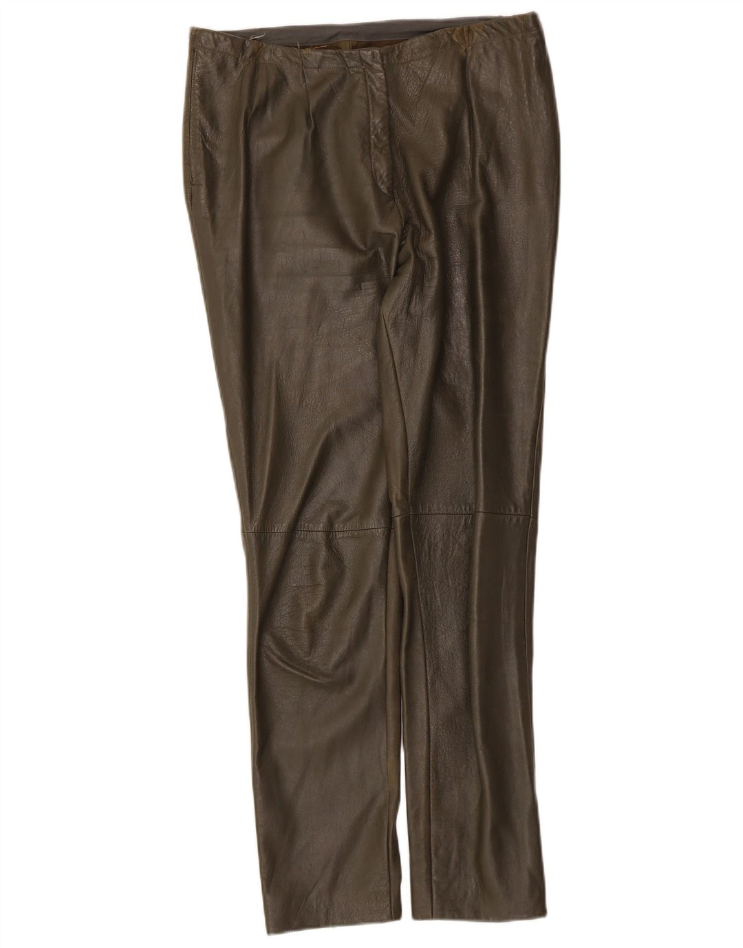 Pantaloni in pelle vintage da donna W32 L29 color kaki