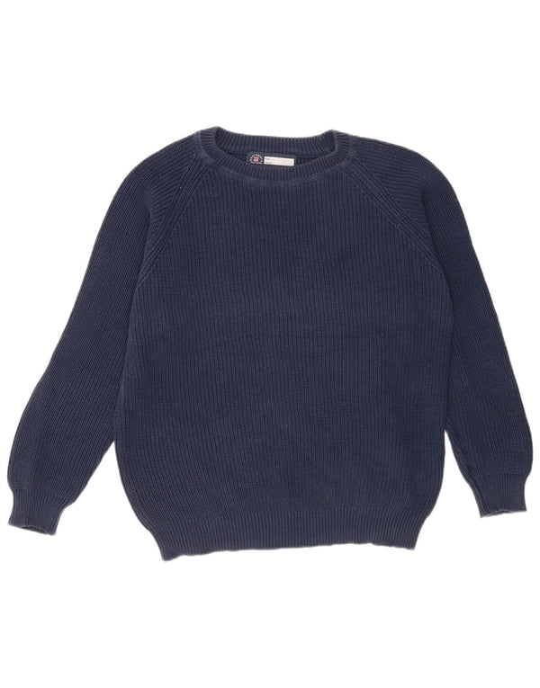 Maglione vintage da uomo con scollo a barca 2XL in cotone blu navy