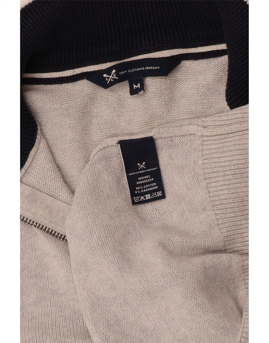 CREW CLOTHING Maglione da uomo con zip e collo in cotone grigio medio