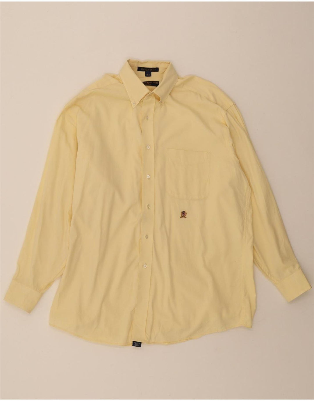 TOMMY HILFIGER Mens Shirt Size 16 Large Yellow Cotton Vintage Tommy Hilfiger and Second-Hand Tommy Hilfiger from Messina Hembry 