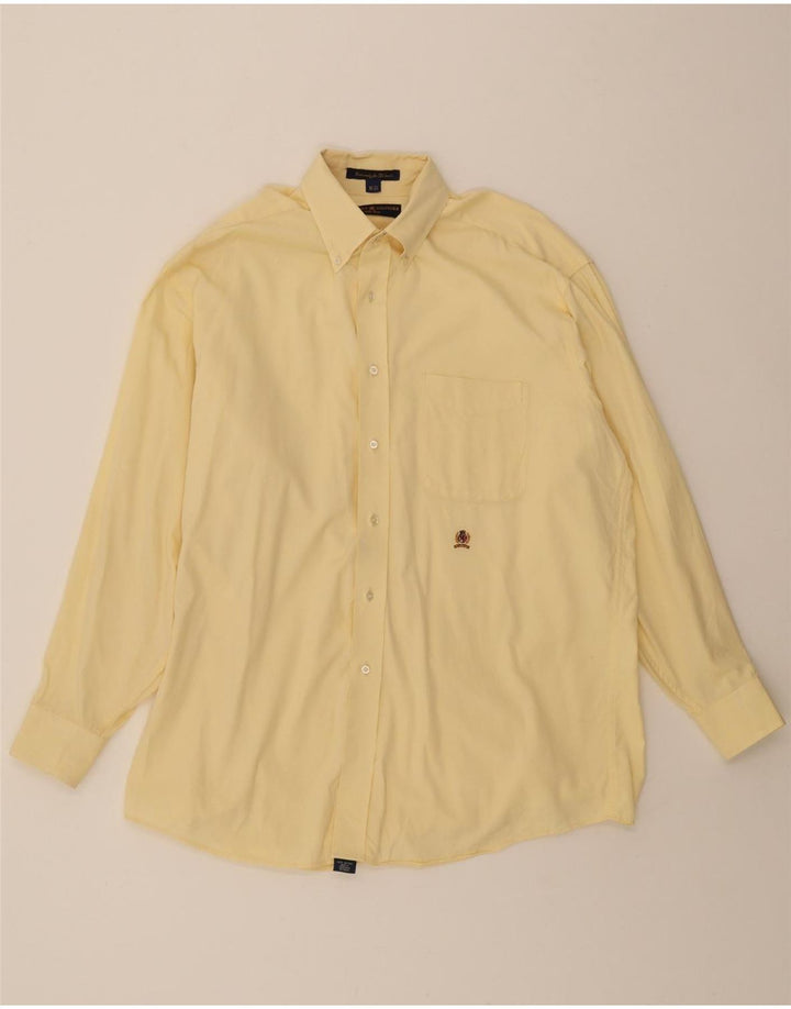 TOMMY HILFIGER Mens Shirt Size 16 Large Yellow Cotton Vintage Tommy Hilfiger and Second-Hand Tommy Hilfiger from Messina Hembry 