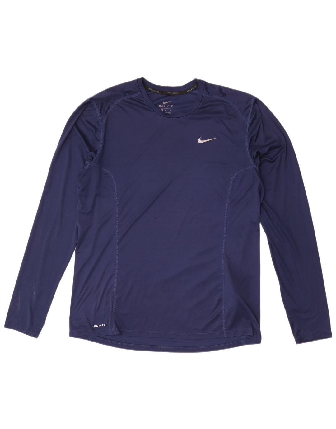 Top Nike Dri Fit da uomo a maniche lunghe XL blu navy in poliestere