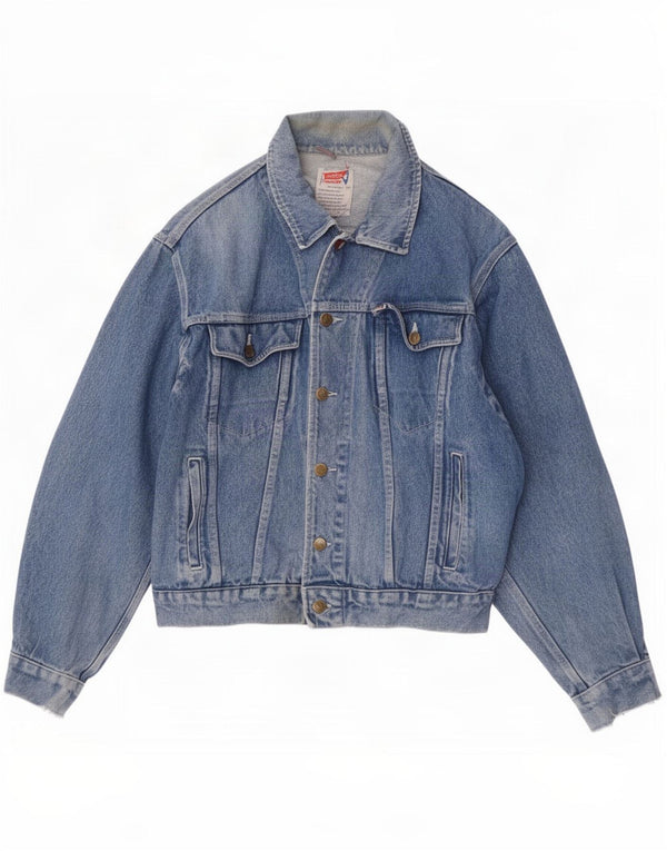 Giacca in denim grafico da donna Enrico Coveri UK 14 grande blu