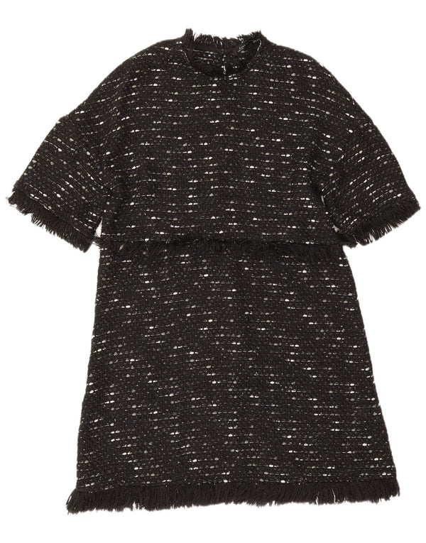 Abito a trapezio da donna Zara UK 12 Poliestere chiazzato nero medio