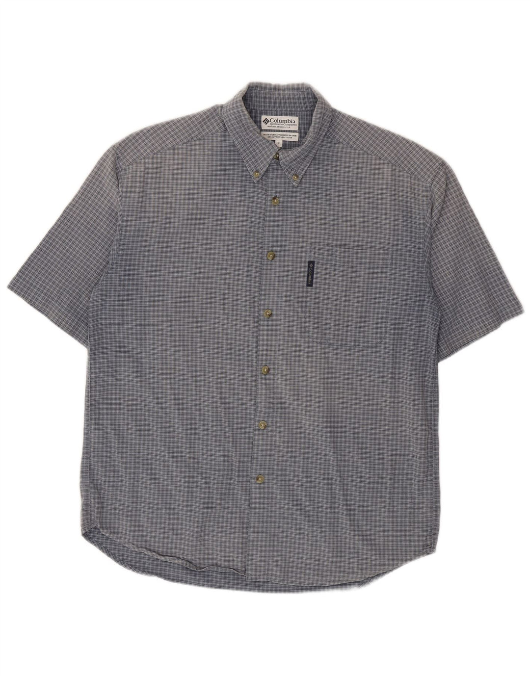 Camicia a maniche corte da uomo Columbia in cotone a quadri blu medio