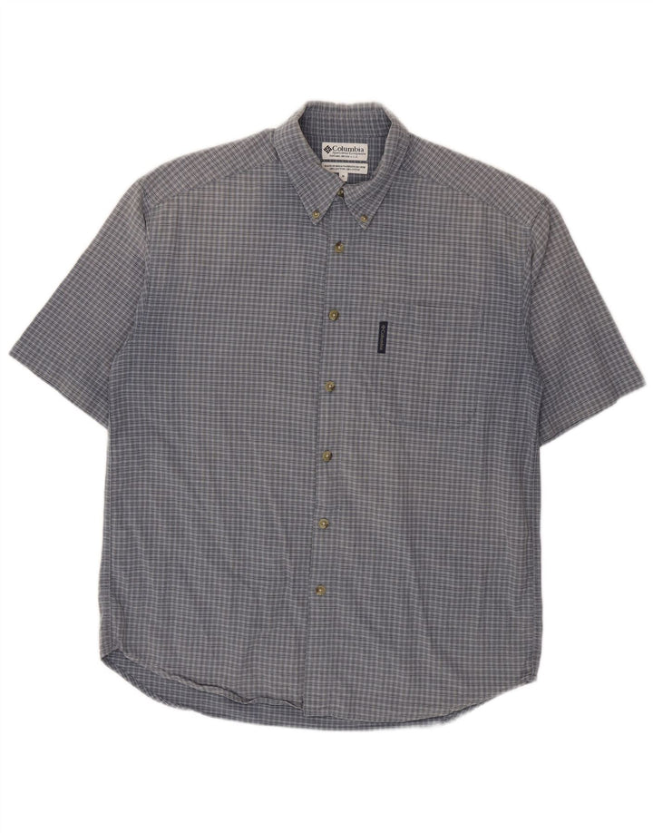Camicia a maniche corte da uomo Columbia in cotone a quadri blu medio