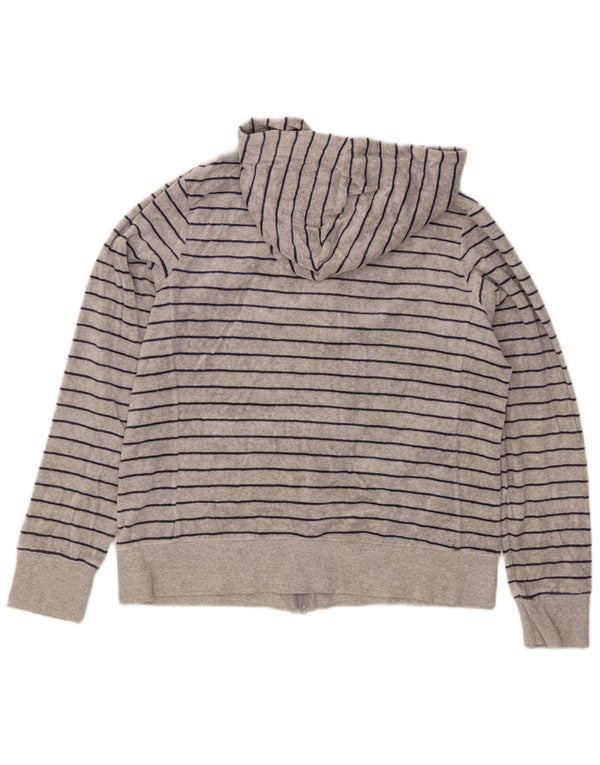 Maglione con cappuccio e zip in velluto da donna Marks & Spencer UK 18 XL a righe grigie