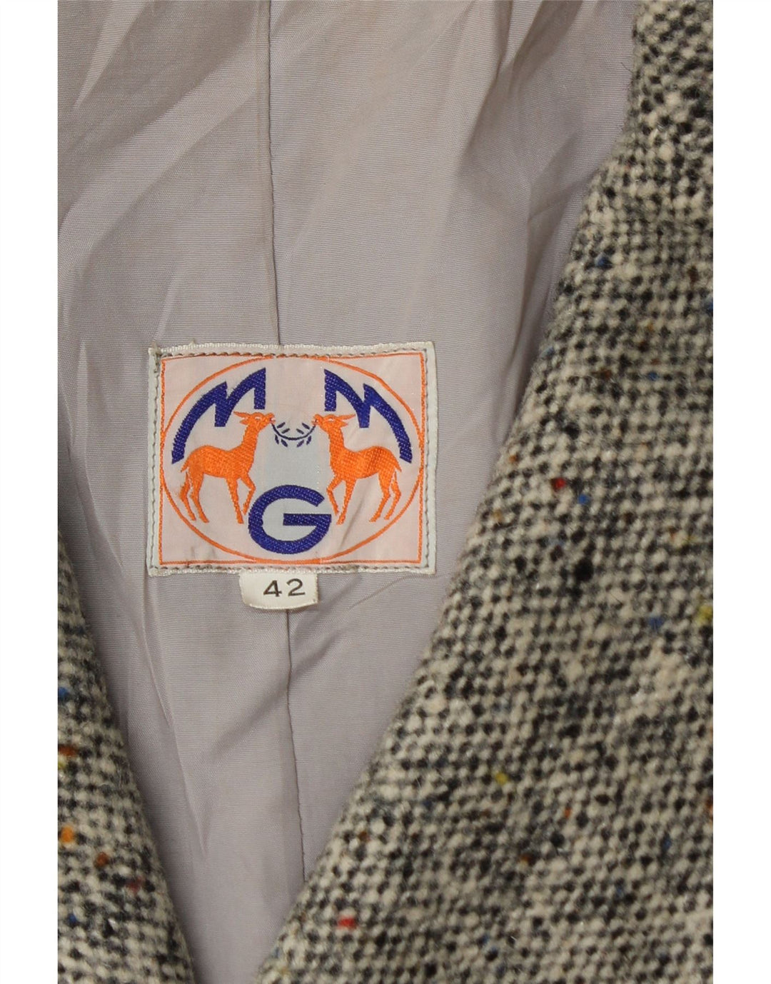 Cappotto Doppiopetto Donna VINTAGE IT 42 Grigio Medio Spinato