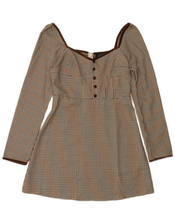 Abito da donna a trapezio con spalle scoperte Cider UK 12 Pied de poule marrone medio