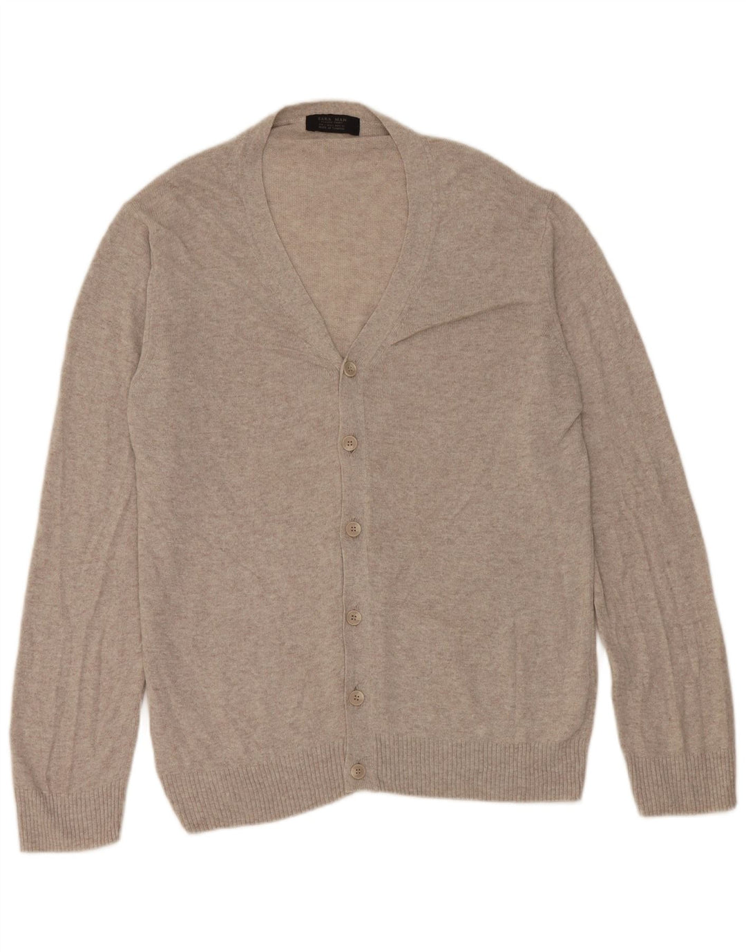 Maglione cardigan da uomo Zara grande in viscosa screziata grigia