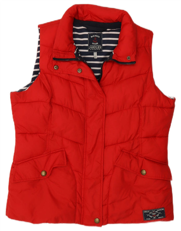 JOULES Womens Padded Gilet UK 14 Large Red Polyamide Classic