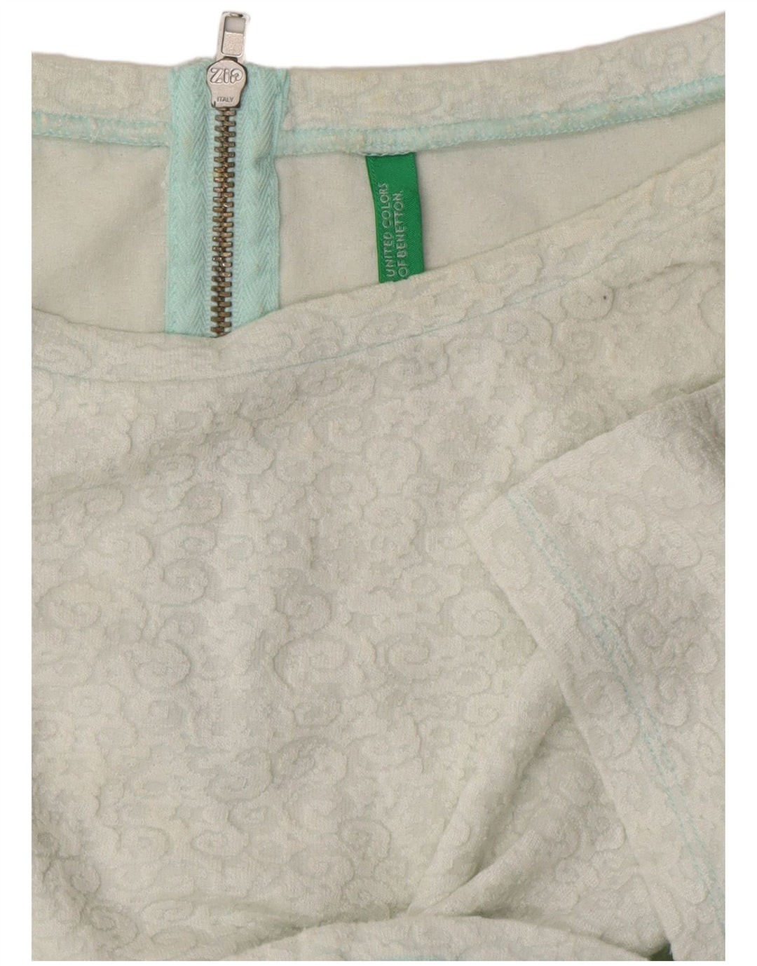 BENETTON Camicetta corta da donna Top UK 14 Medio Bianco