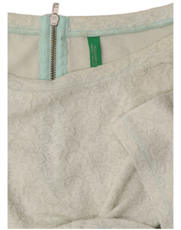 BENETTON Camicetta corta da donna Top UK 14 Medio Bianco