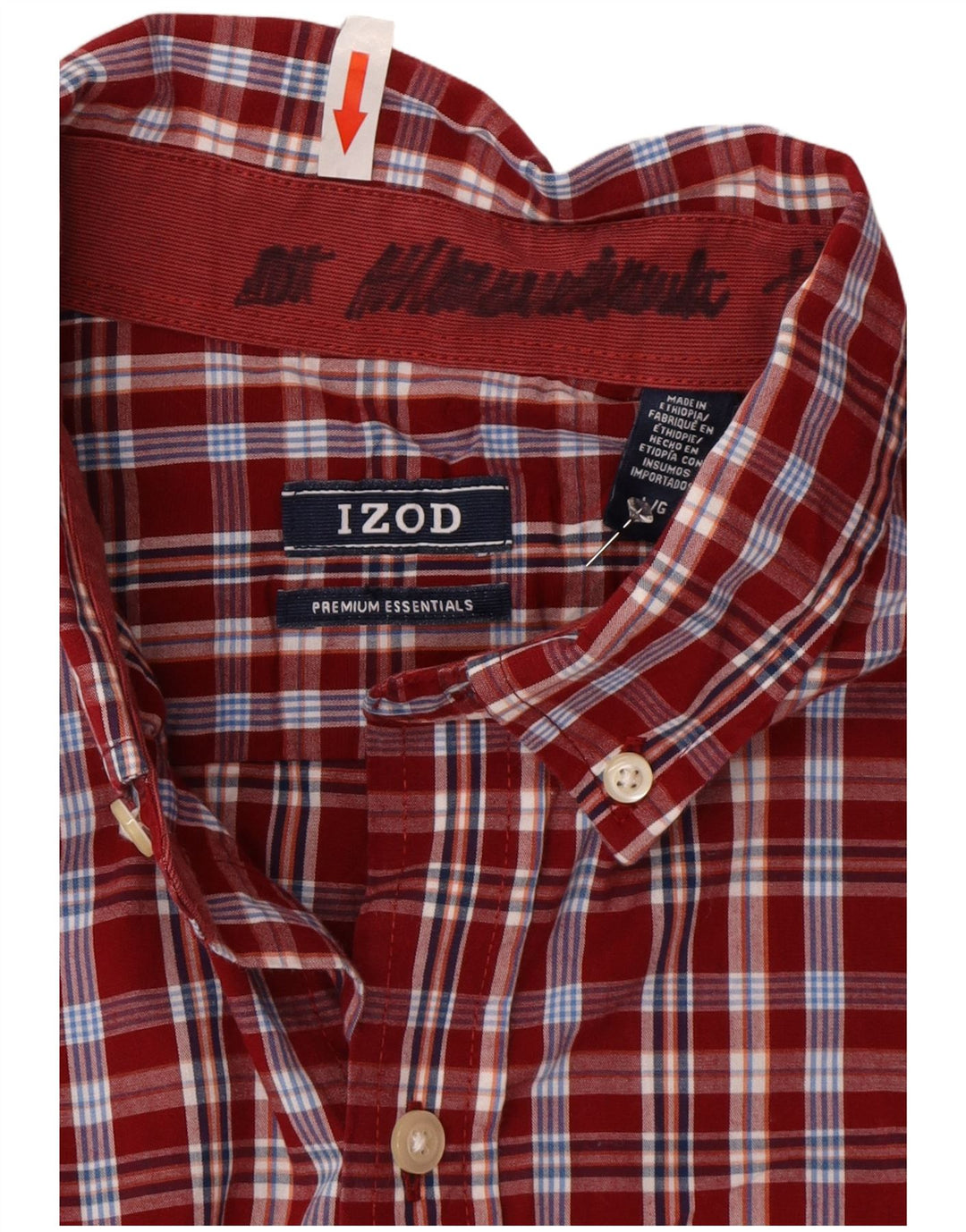 Camicia da uomo Izod in cotone a quadri rossi grandi