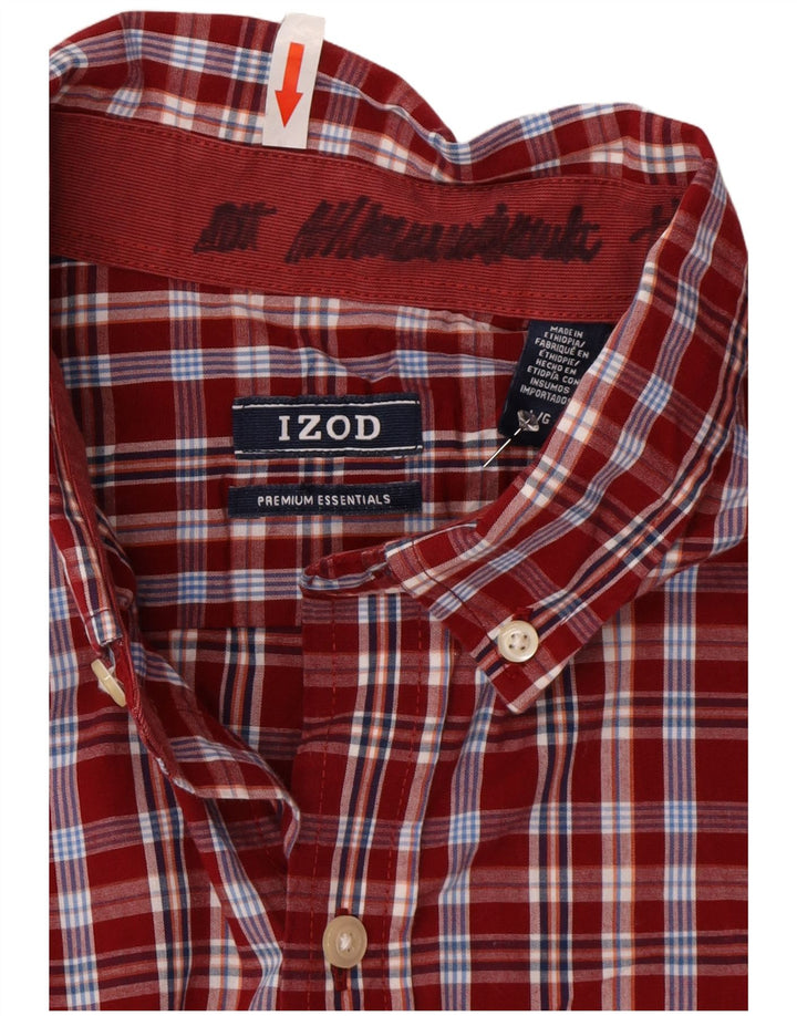 Camicia da uomo Izod in cotone a quadri rossi grandi