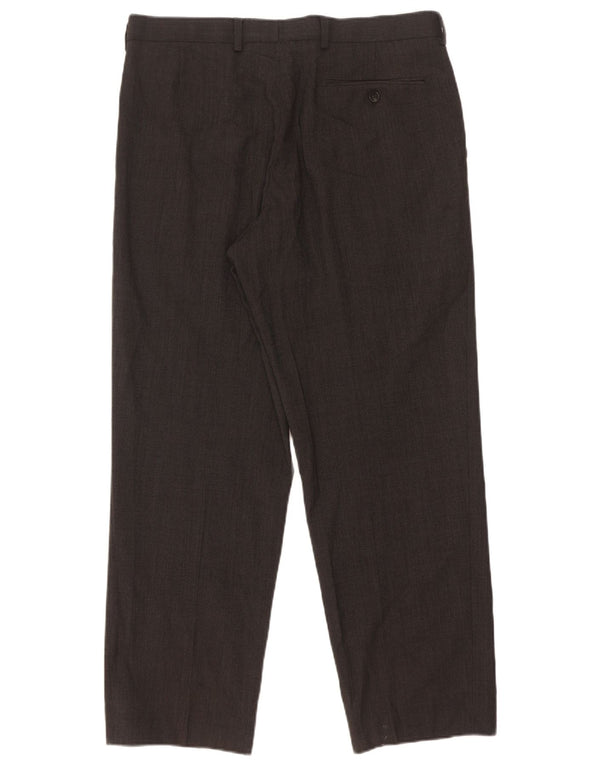 Pantaloni da abito dritti da uomo Marks & Spencer W34 L29 poliestere grigio