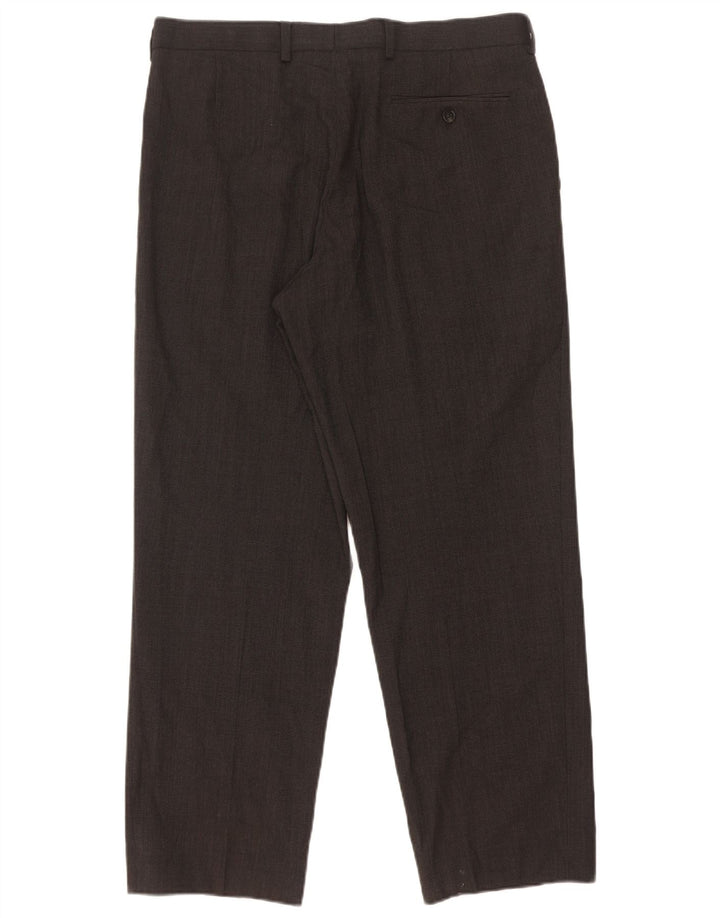 Pantaloni da abito dritti da uomo Marks & Spencer W34 L29 poliestere grigio