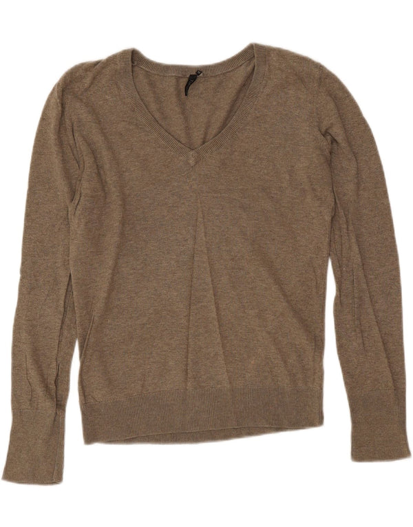Topshop Maglione da donna con scollo a V UK 12 Cotone grigio medio