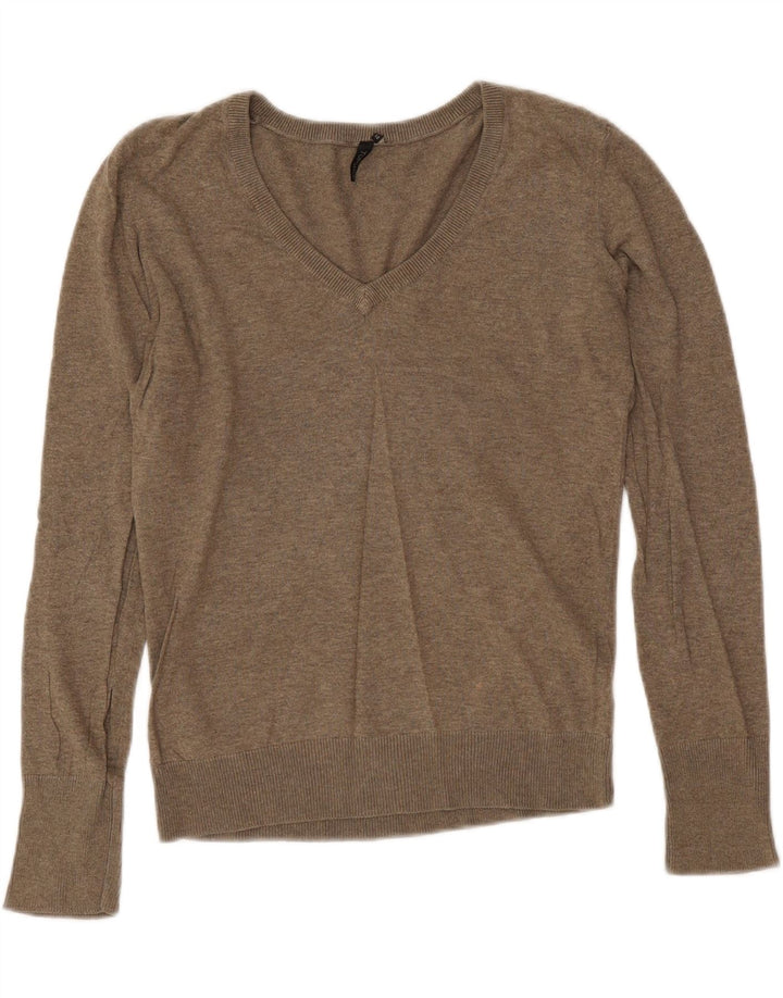 Topshop Maglione da donna con scollo a V UK 12 Cotone grigio medio