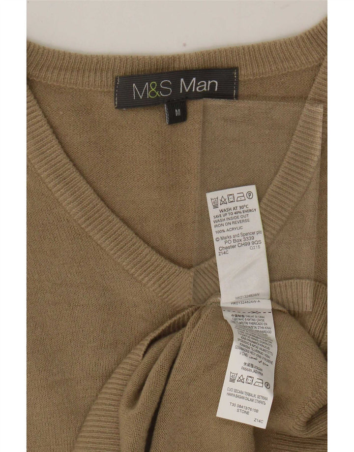 Maglione da uomo con scollo a V Marks & Spencer in acrilico beige medio