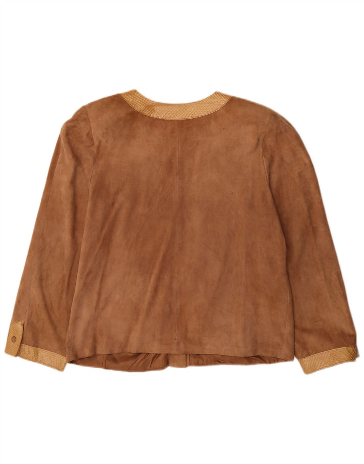Giacca in pelle scamosciata da donna Bruno Magli UK 14 grande marrone