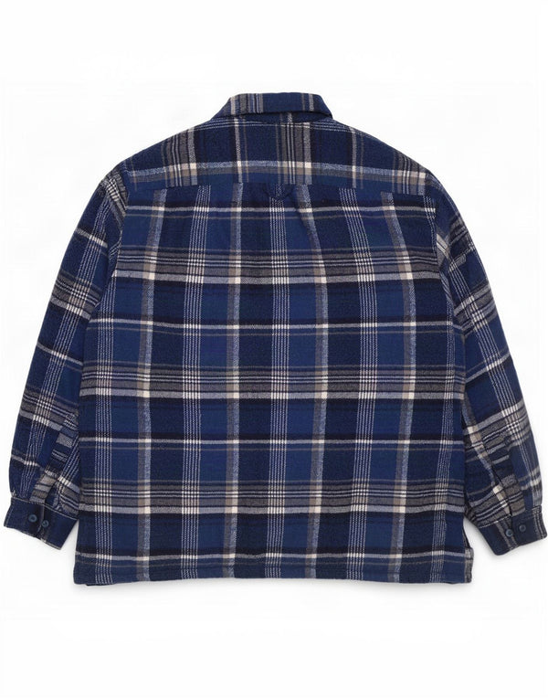 Camicia in flanella da boscaiolo vintage da uomo XL a quadri blu navy