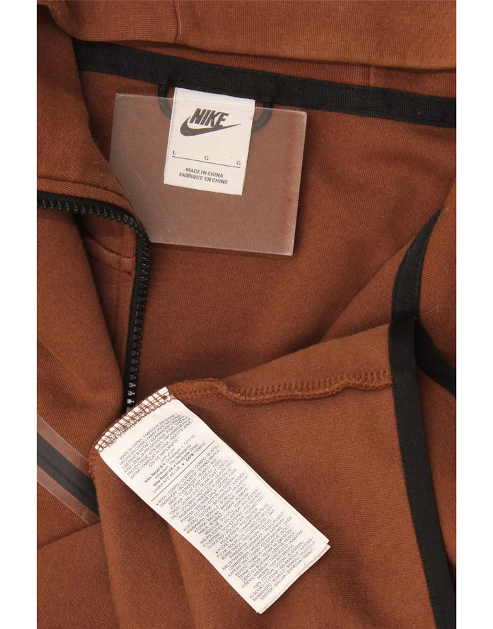 Felpa con cappuccio e zip Nike da uomo, grande, in cotone marrone