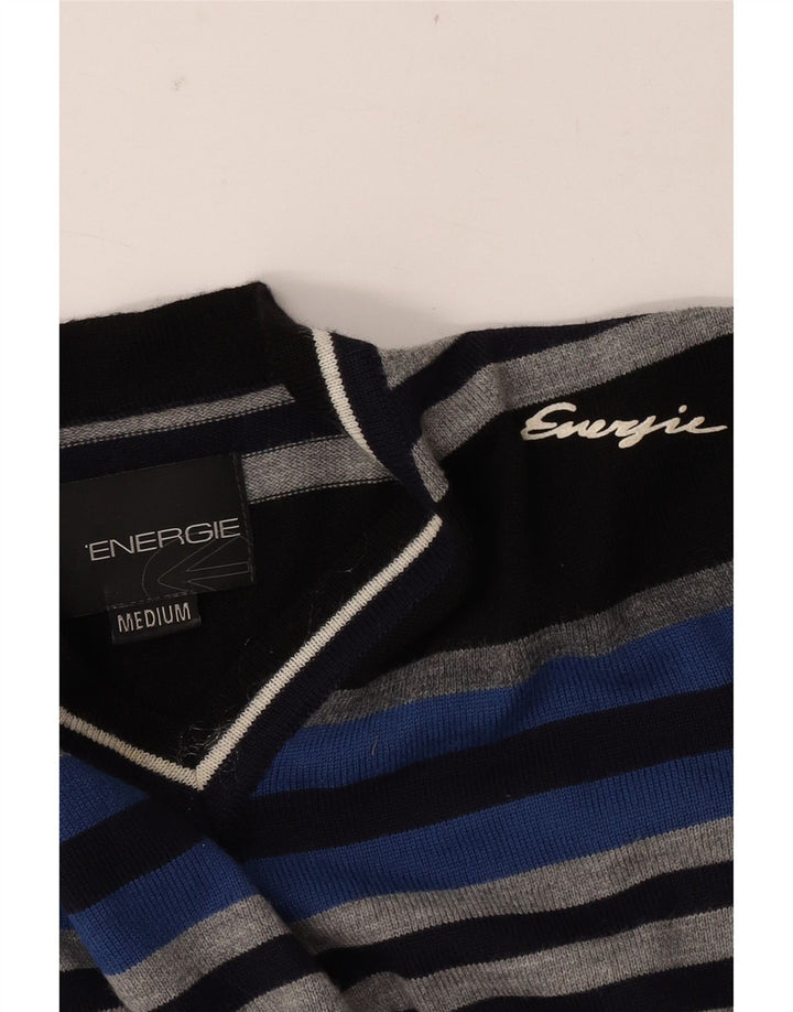Energie Maglione da uomo con scollo a V a righe medie multicolore