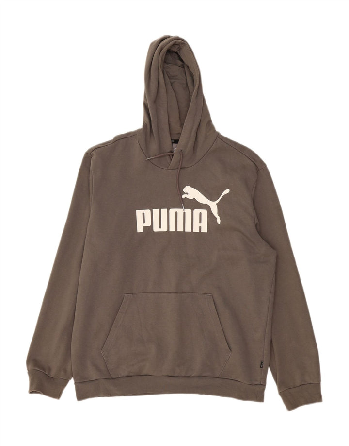Felpa con cappuccio grafica da uomo PUMA grande in cotone grigio