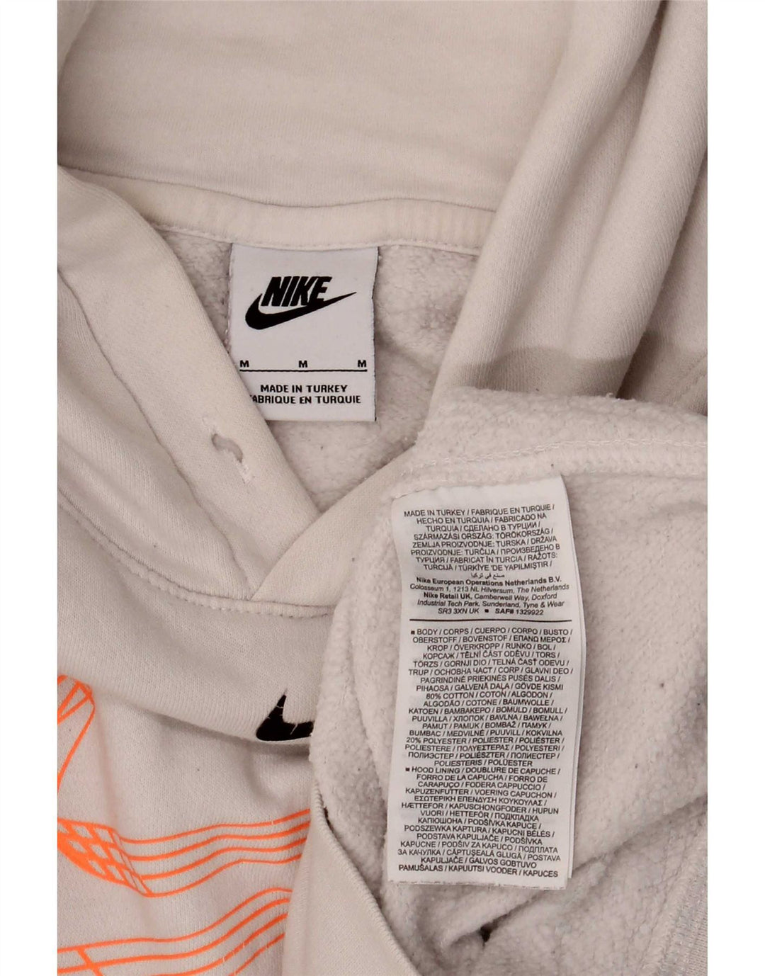 Felpa con cappuccio grafica Nike da uomo in cotone bianco medio