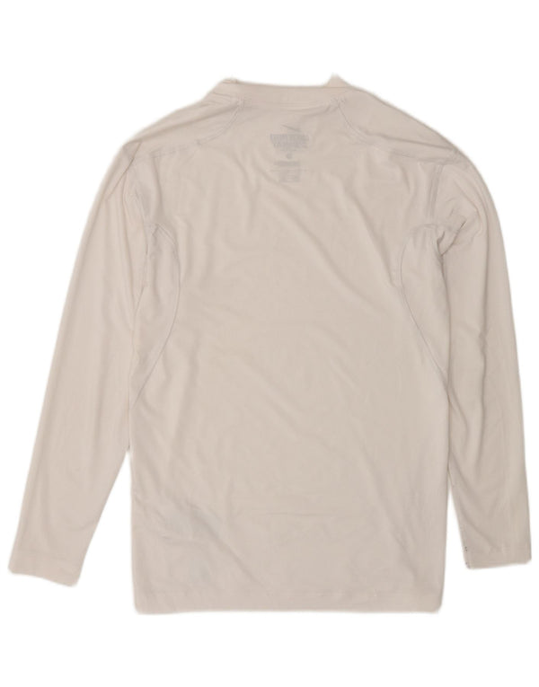 Nike Top a compressione da uomo a maniche lunghe UK 42/44 Large White Poliestere Sports
