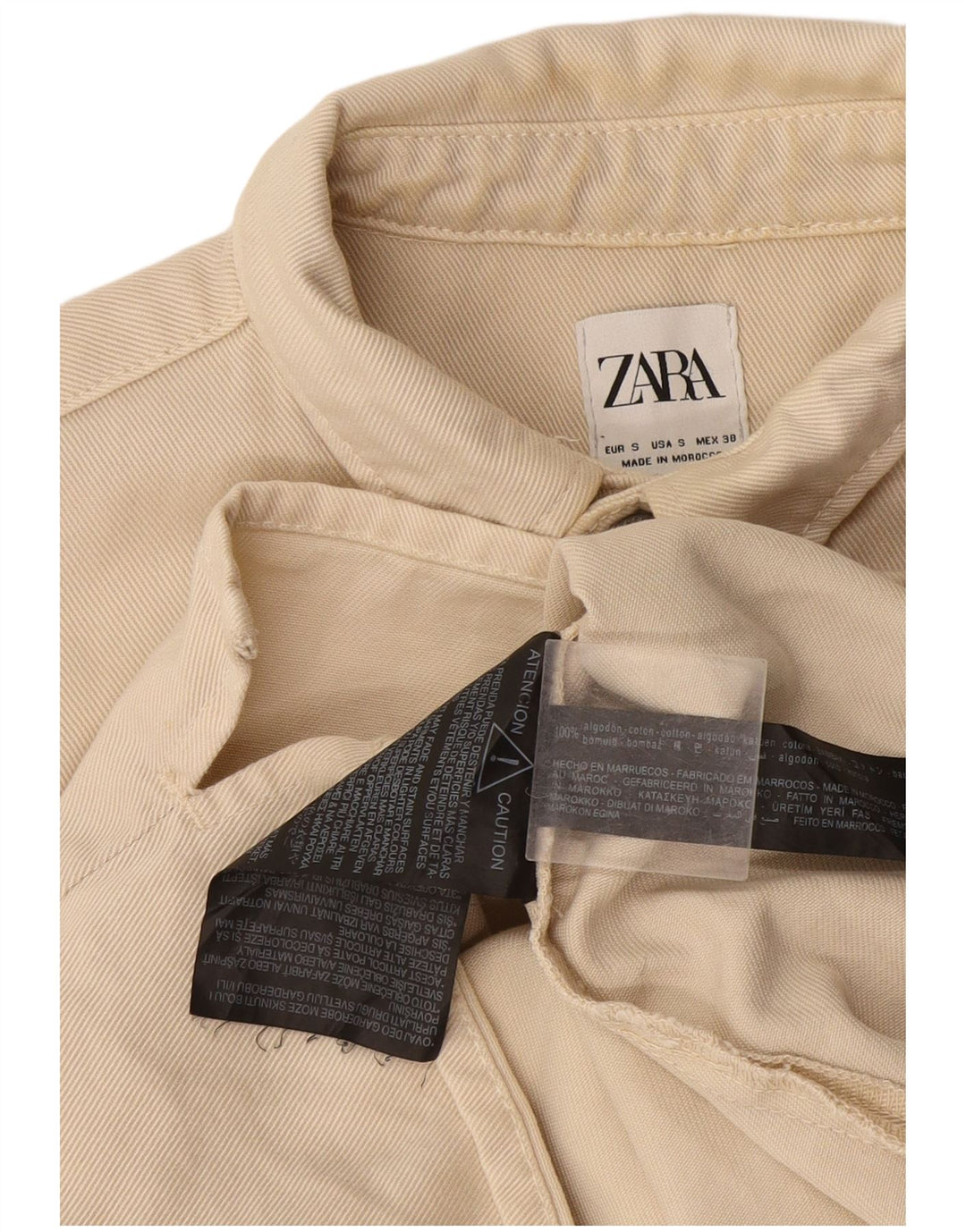 Camicia in denim da uomo Zara piccola in cotone beige