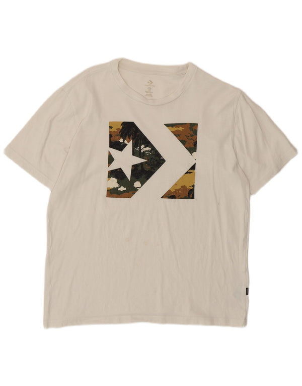 T-shirt grafica da uomo Converse Top in cotone bianco medio