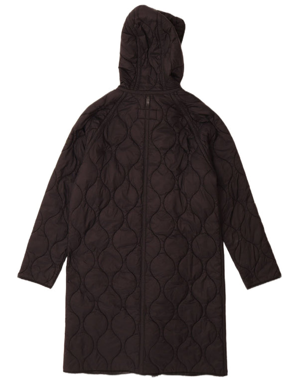 Cappotto trapuntato oversize con cappuccio da donna Dkny UK 10 piccolo in nylon nero