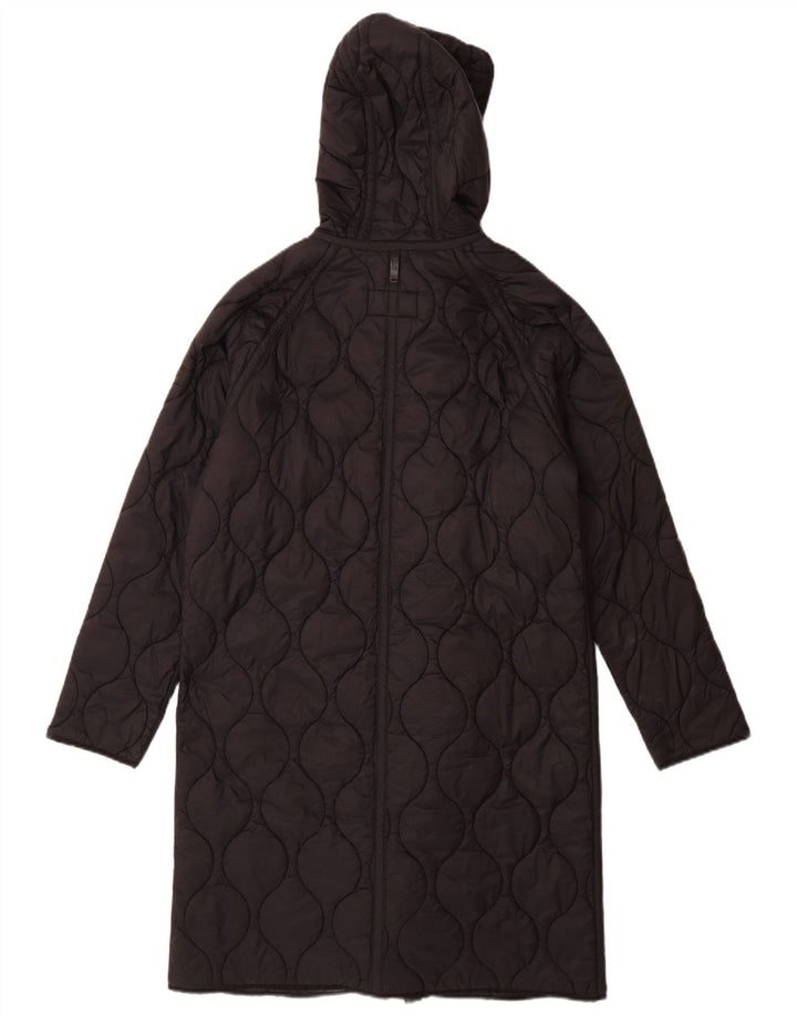 Cappotto trapuntato oversize con cappuccio da donna Dkny UK 10 piccolo in nylon nero