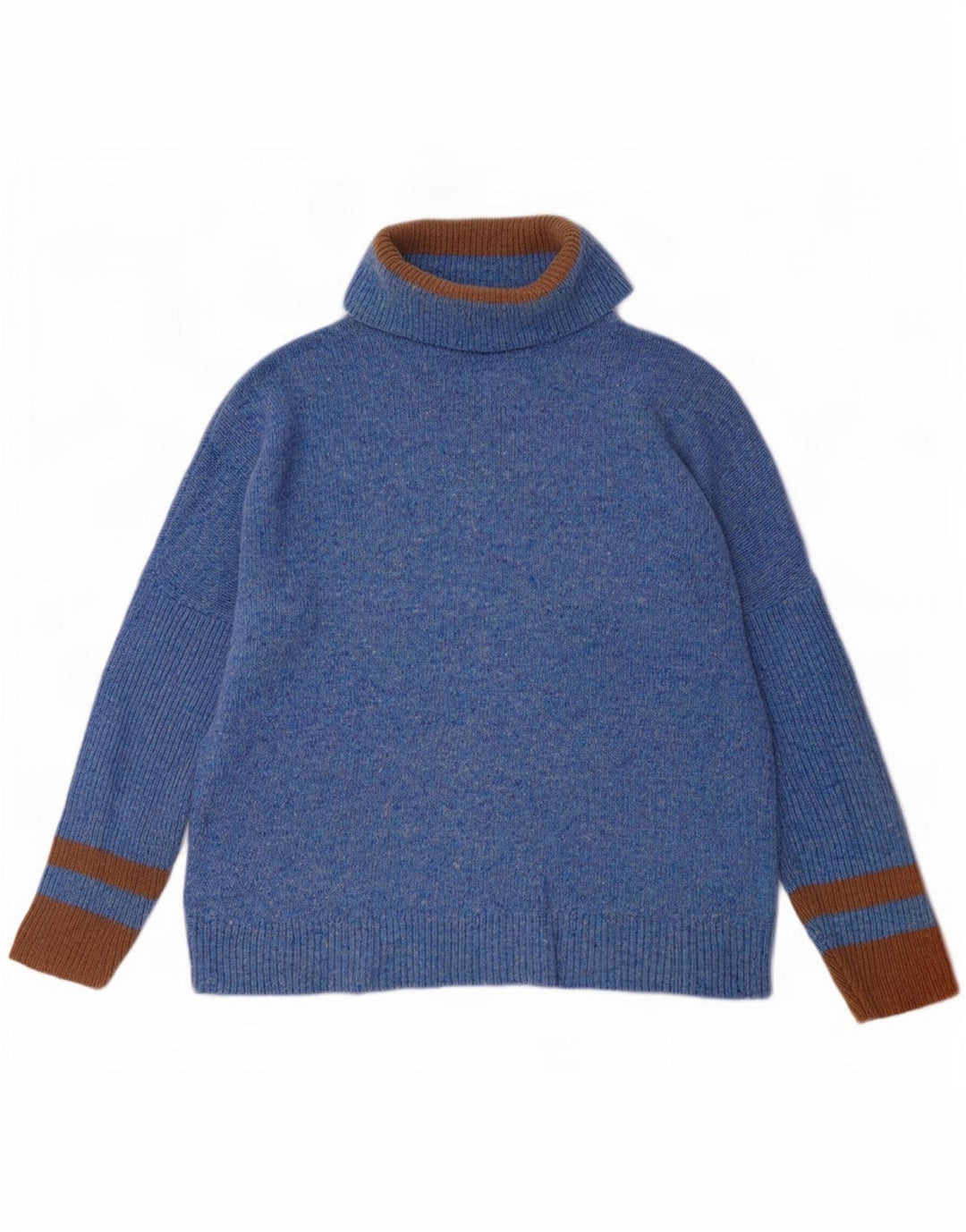 Maglione maglione da donna con collo alto Jigsaw UK 16 grande lana blu a blocchi di colore