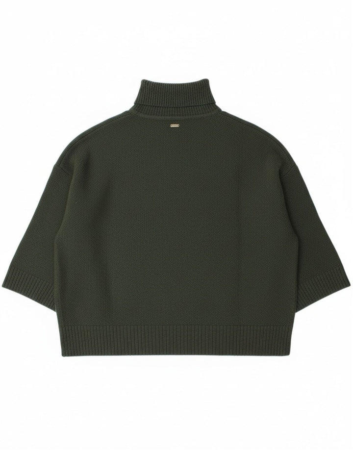 Barbour Donna Burne Cape Dolcevita Maglione Maglione UK 14 Lana Verde Medio