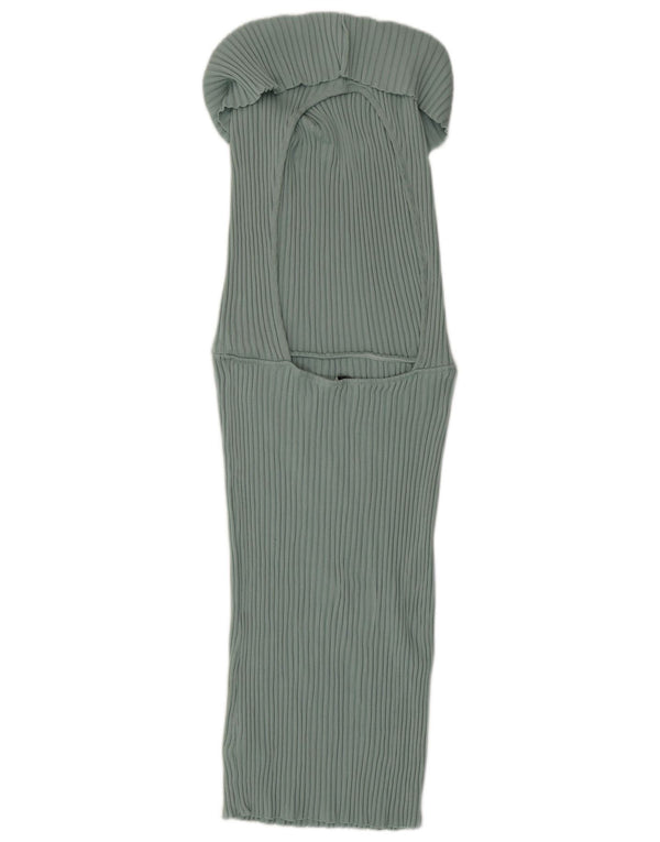 Abito aderente senza maniche da donna Zara UK 14 grande cotone verde