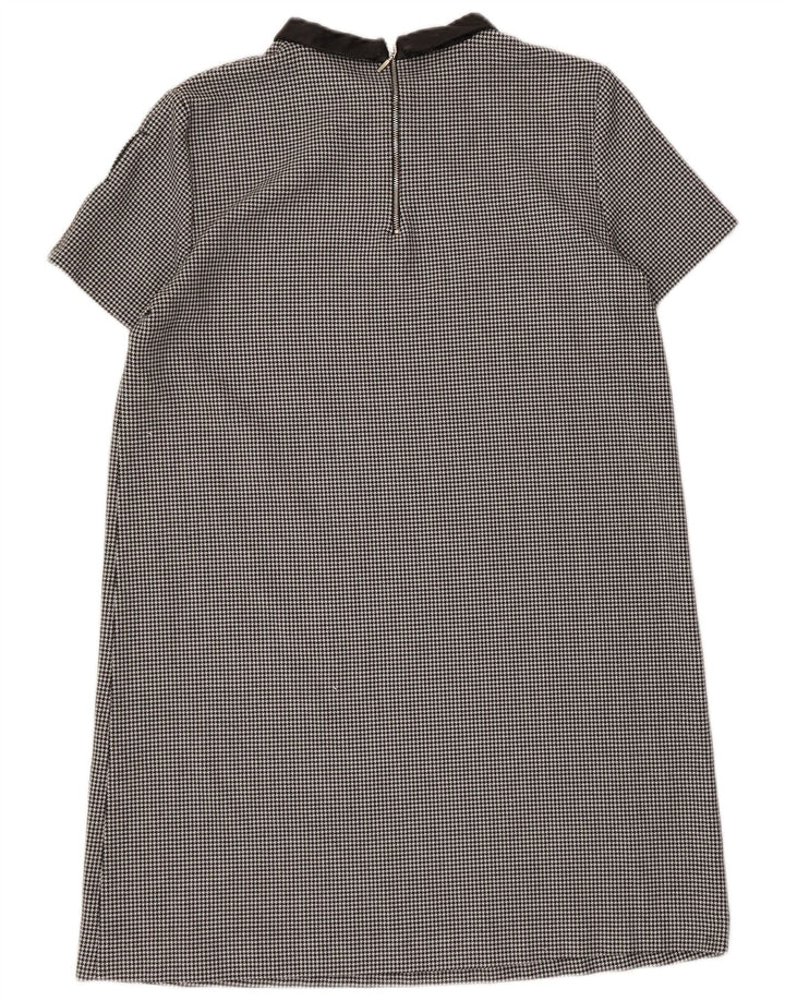 Abito a trapezio da donna Zara UK 14 Grande poliestere pied de poule nero
