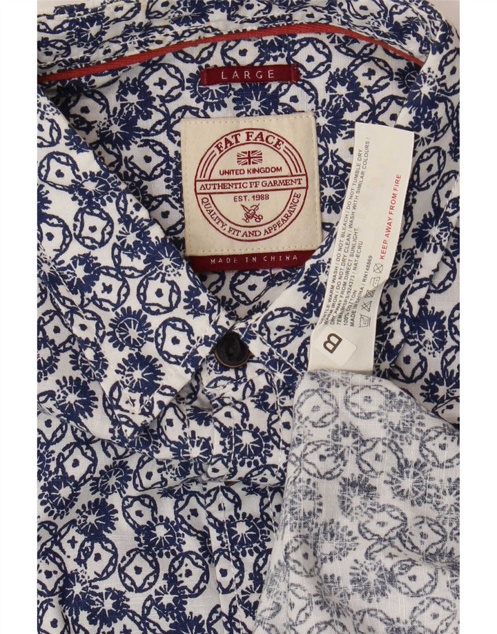 Camicia a maniche corte da uomo Fat Face Grande cotone geometrico blu