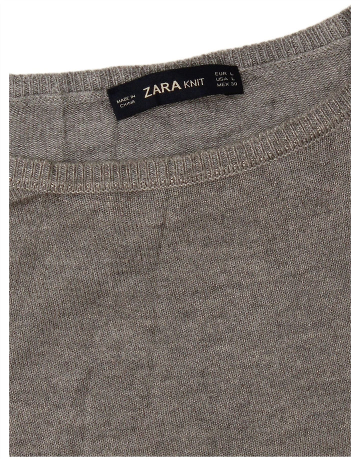 Maglione maglione con scollo a barca da donna Zara UK 16 grande grigio