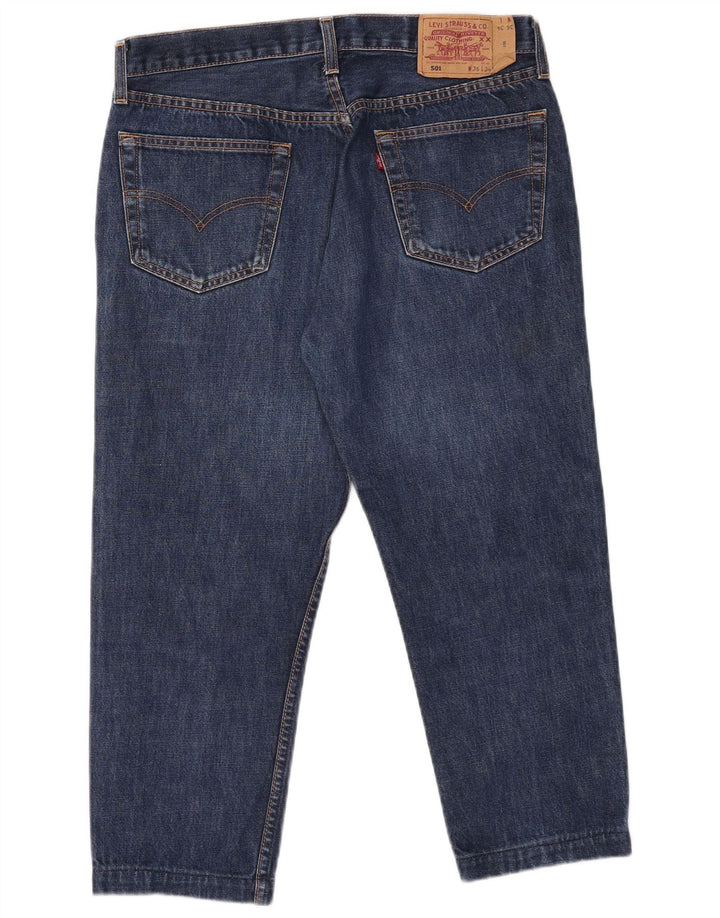 Levi's Uomo 501 Capri Jeans W36 L22 Blu Cotone