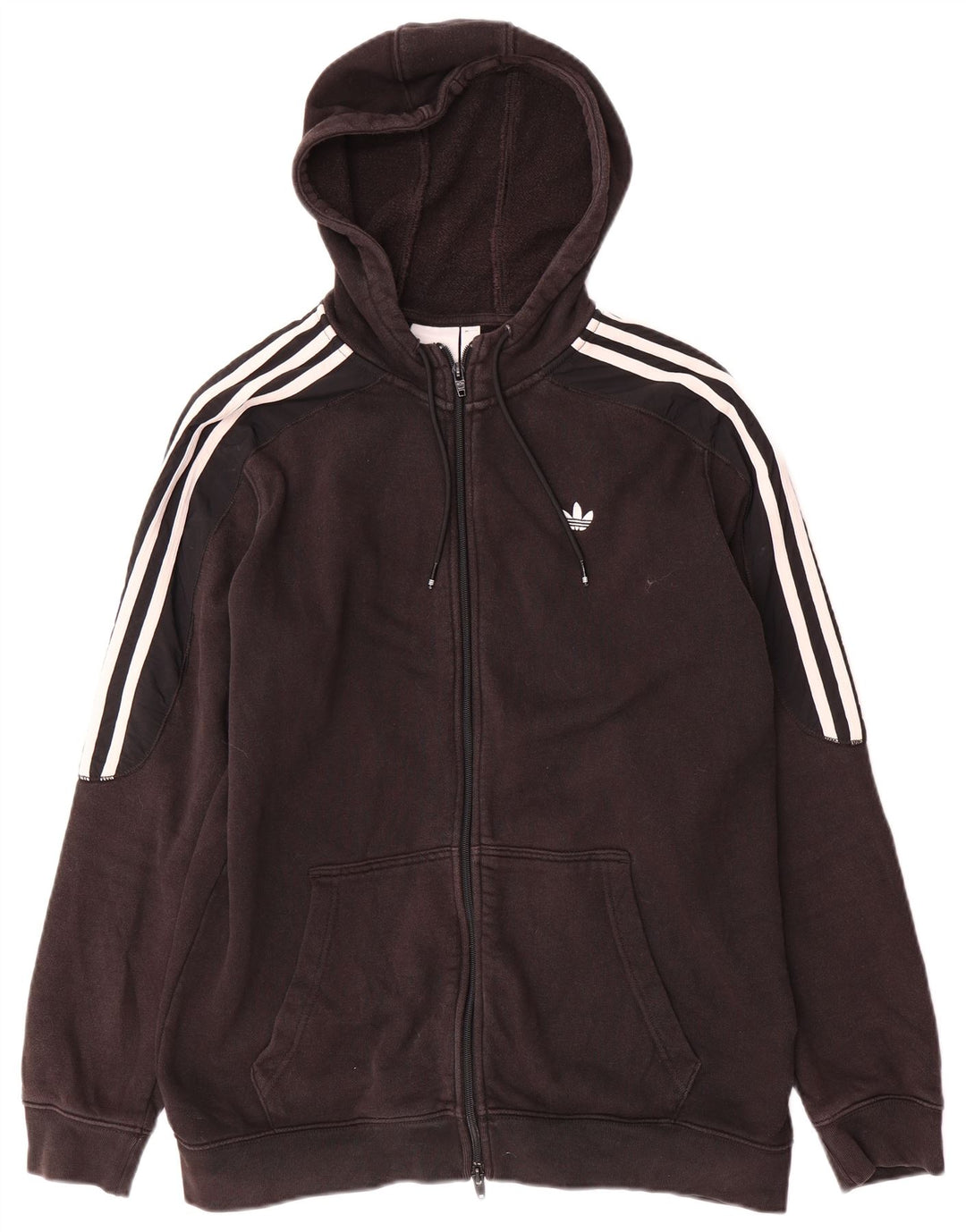 Maglione con cappuccio e zip Adidas da uomo in cotone nero medio
