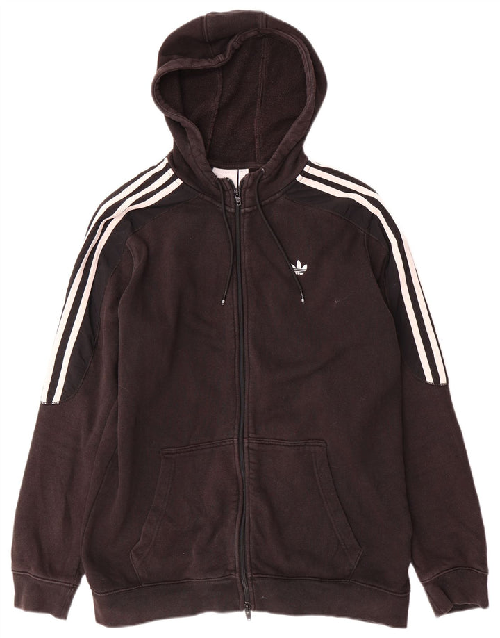 Maglione con cappuccio e zip Adidas da uomo in cotone nero medio
