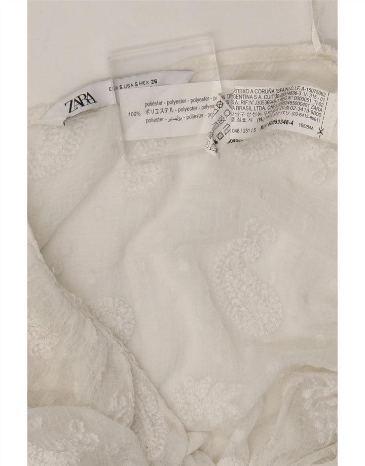 Abito maxi trasparente da donna Zara UK 8 piccolo poliestere bianco con motivo cachemire