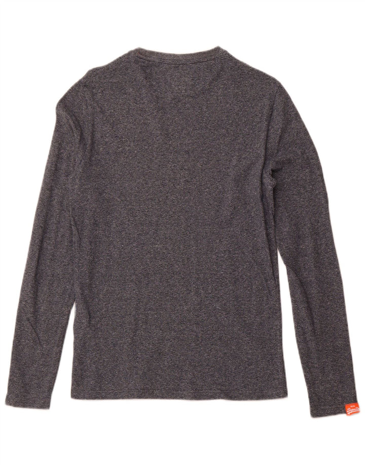 SUPERDRY Top da uomo a manica lunga piccolo in cotone screziato blu navy